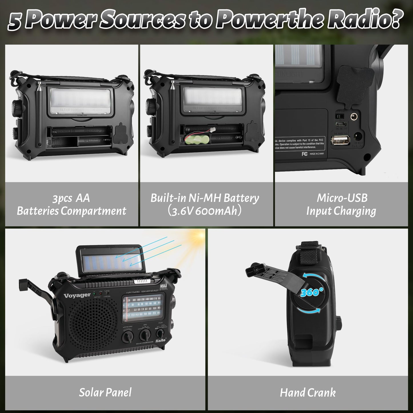Kaito KA500 5-Way Powered Emergency AM/FM/SW Weather Alert Radio