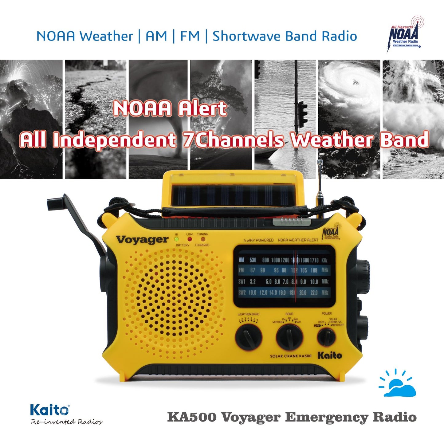 Kaito KA500 5-Way Powered Emergency AM/FM/SW Weather Alert Radio