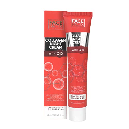 Face Facts Collagen & Q10 Night Cream | Ubiquinone (Q10) + Vitamin E + Collagen | Smooth + skin elasticity | 50ml