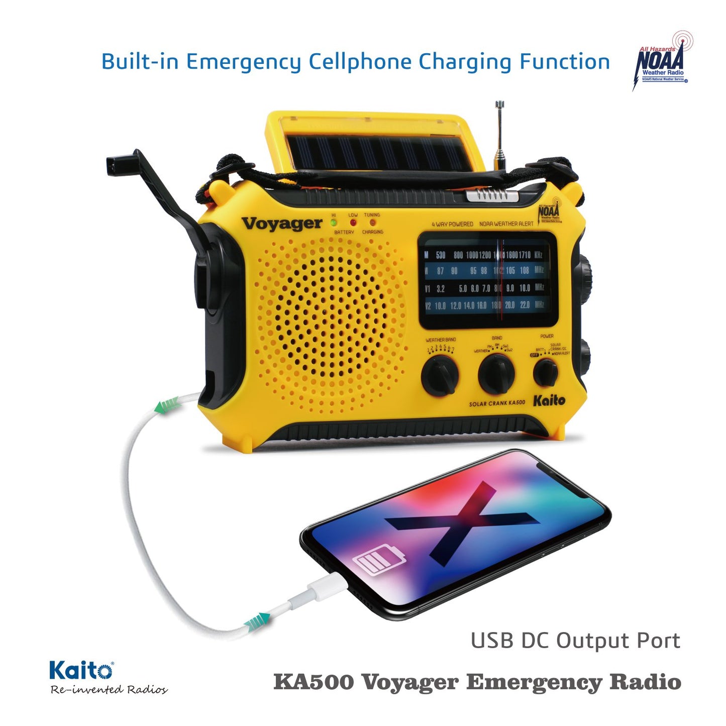 Kaito KA500 5-Way Powered Emergency AM/FM/SW Weather Alert Radio