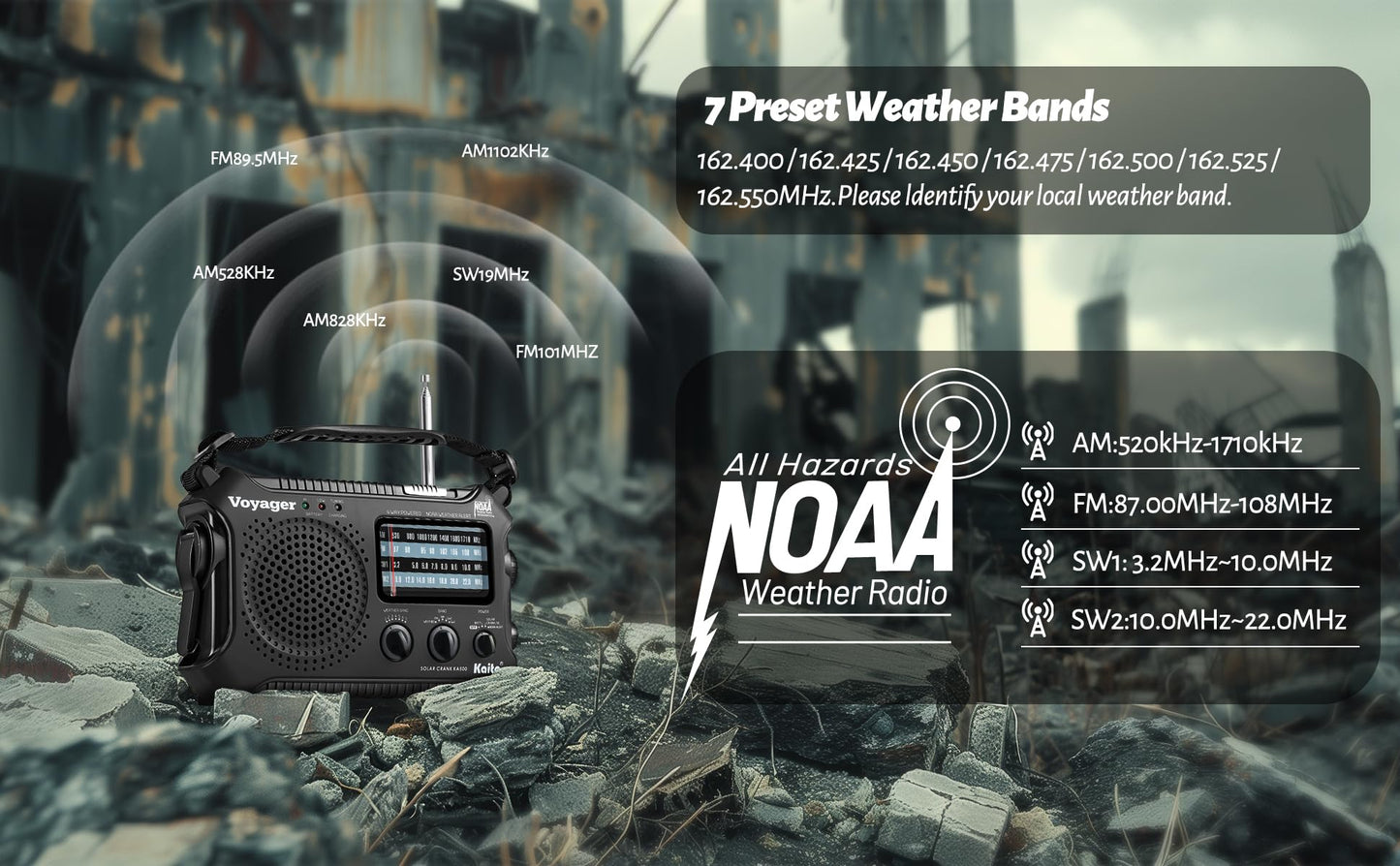 Kaito KA500 5-Way Powered Emergency AM/FM/SW Weather Alert Radio